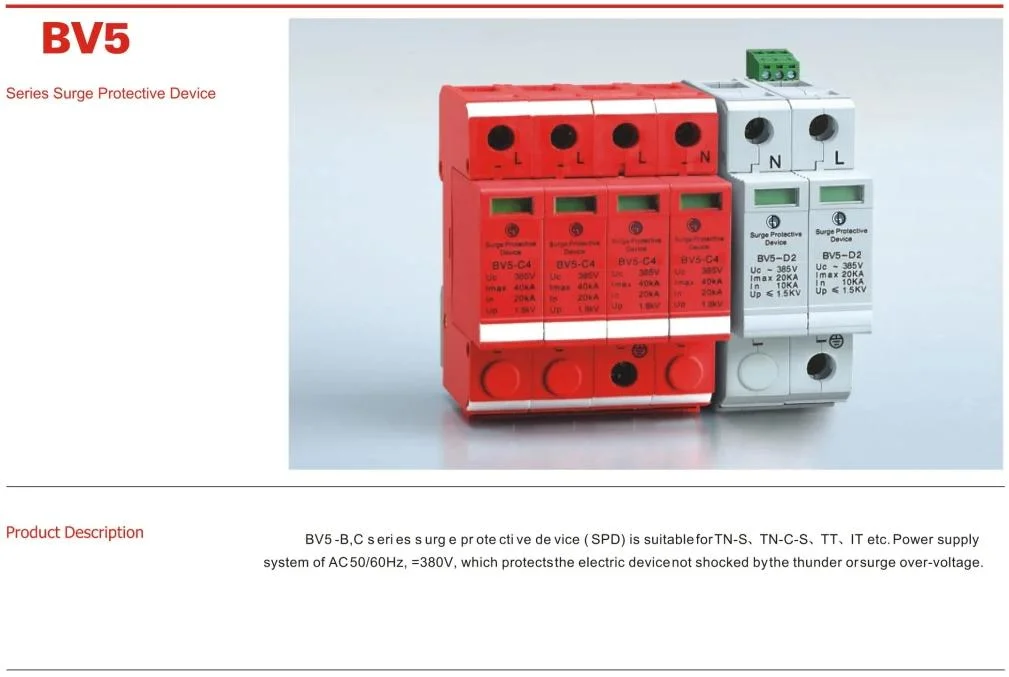 AC SPD Surge Protective Device for Solar PV System 40ka 275V/320V/385V/420V/440V Surge Voltage Protection with CE